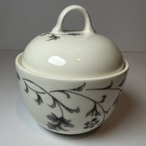 Pfaltzgraff Avenue Parisienne Sugar Bowl Kitchen Collectable Gray & White Floral - Picture 5 of 9
